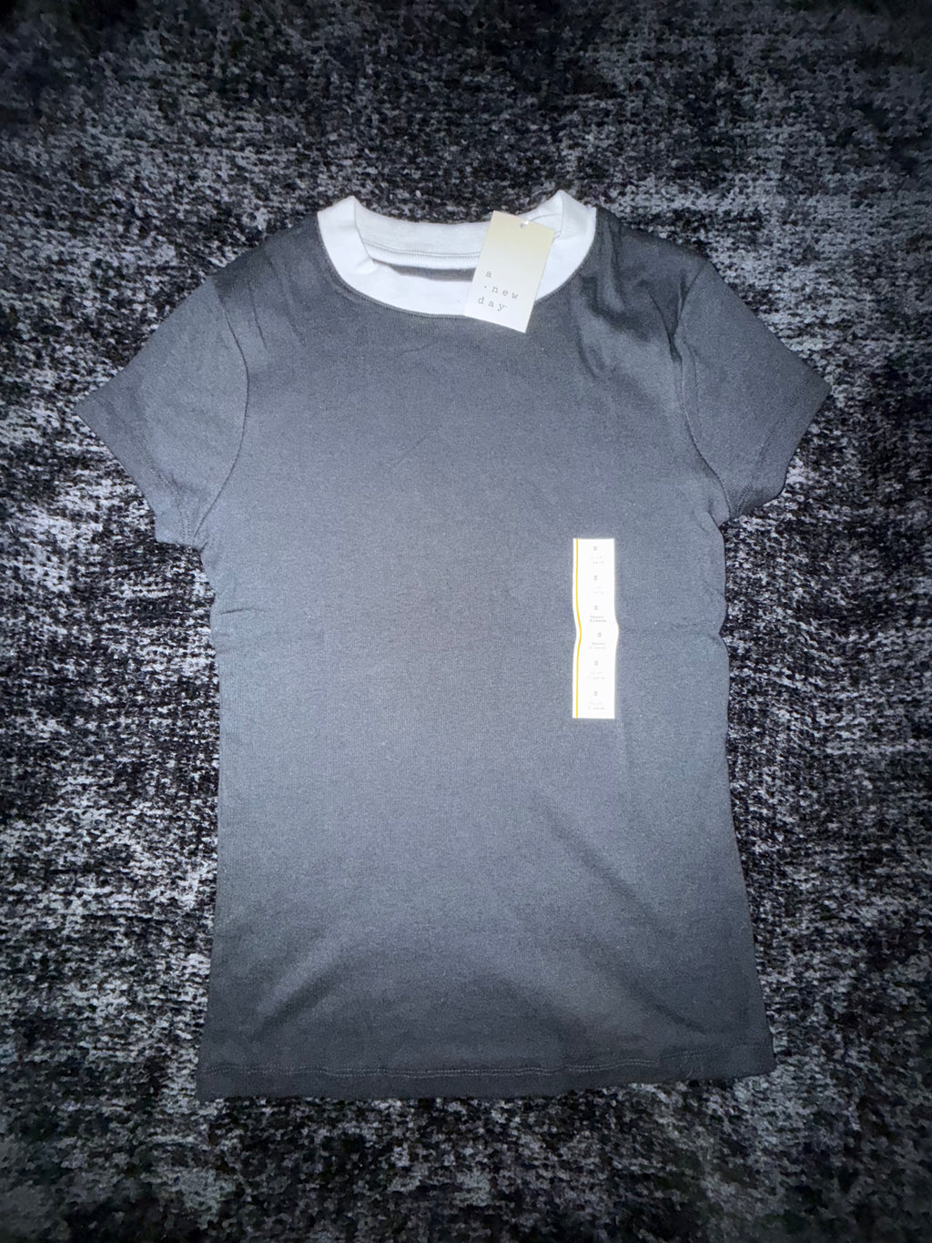 A New Day Black Shirt with White Neck Detail
