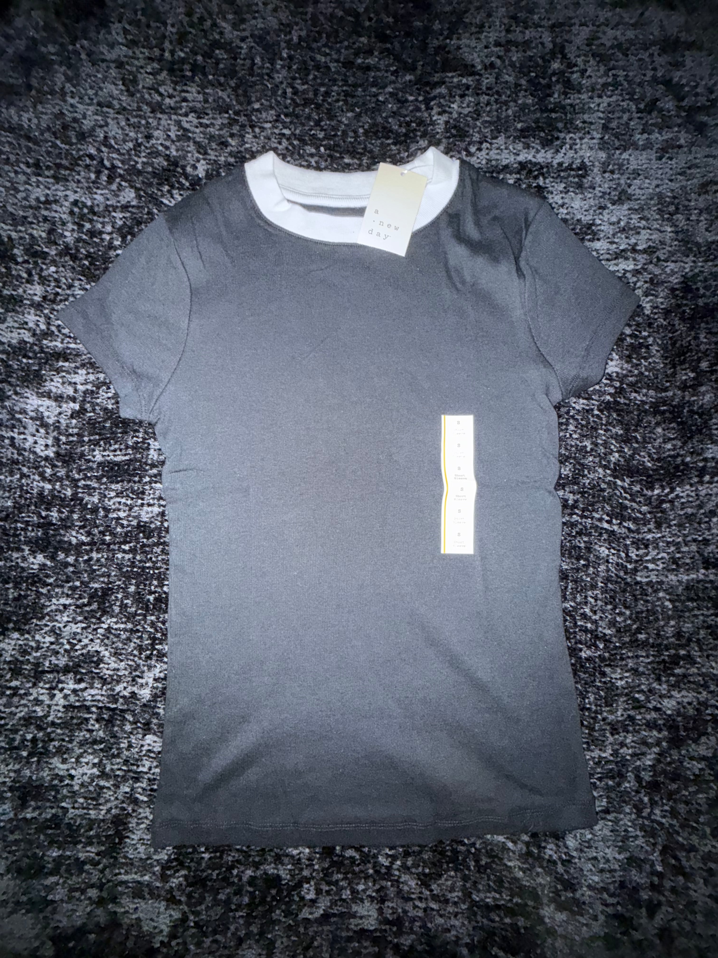 A New Day Black Shirt with White Neck Detail